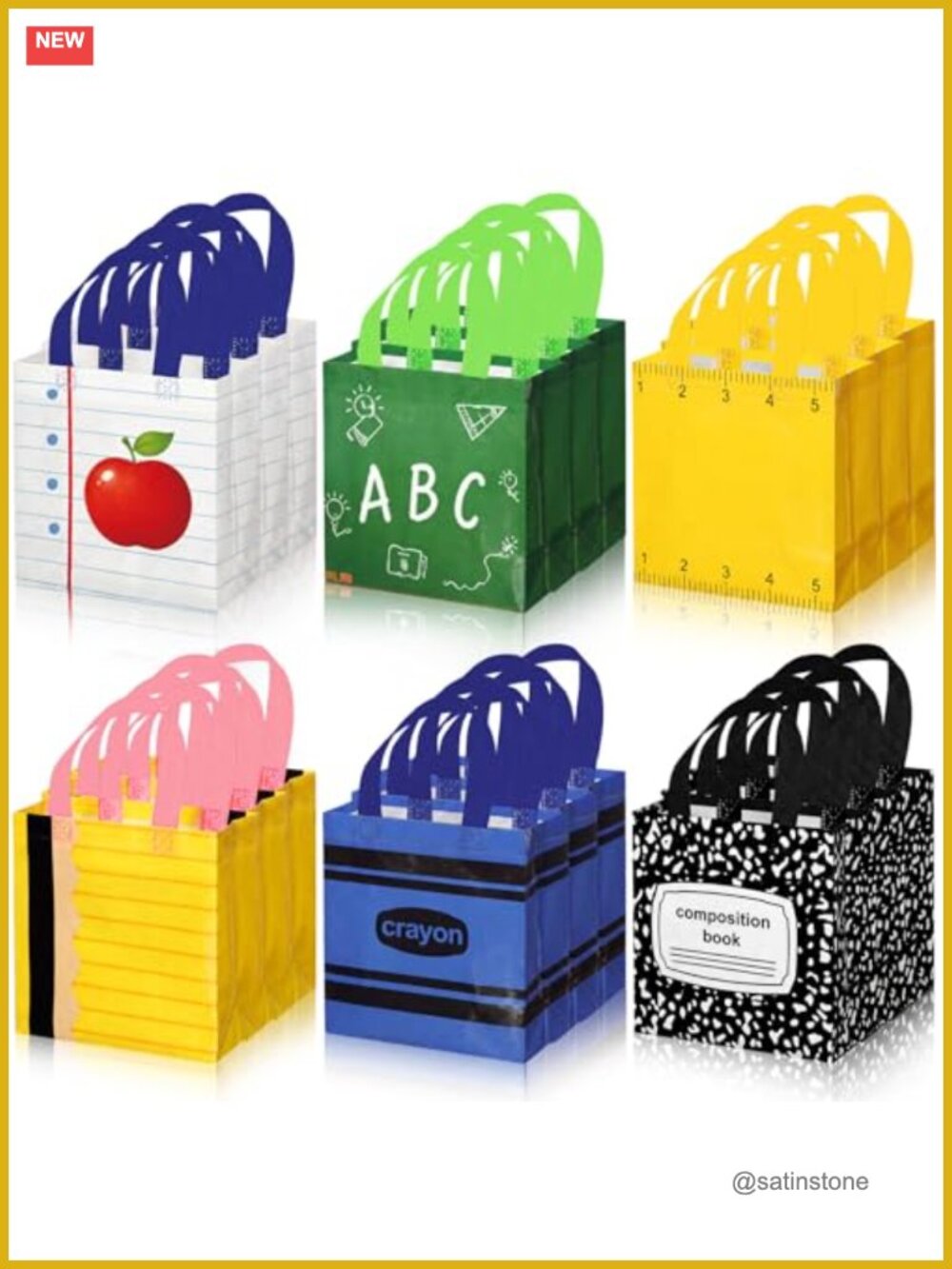 40 Pcs Reusable Non-woven Goodie Bags with Handles Notebook Pattern Teacher